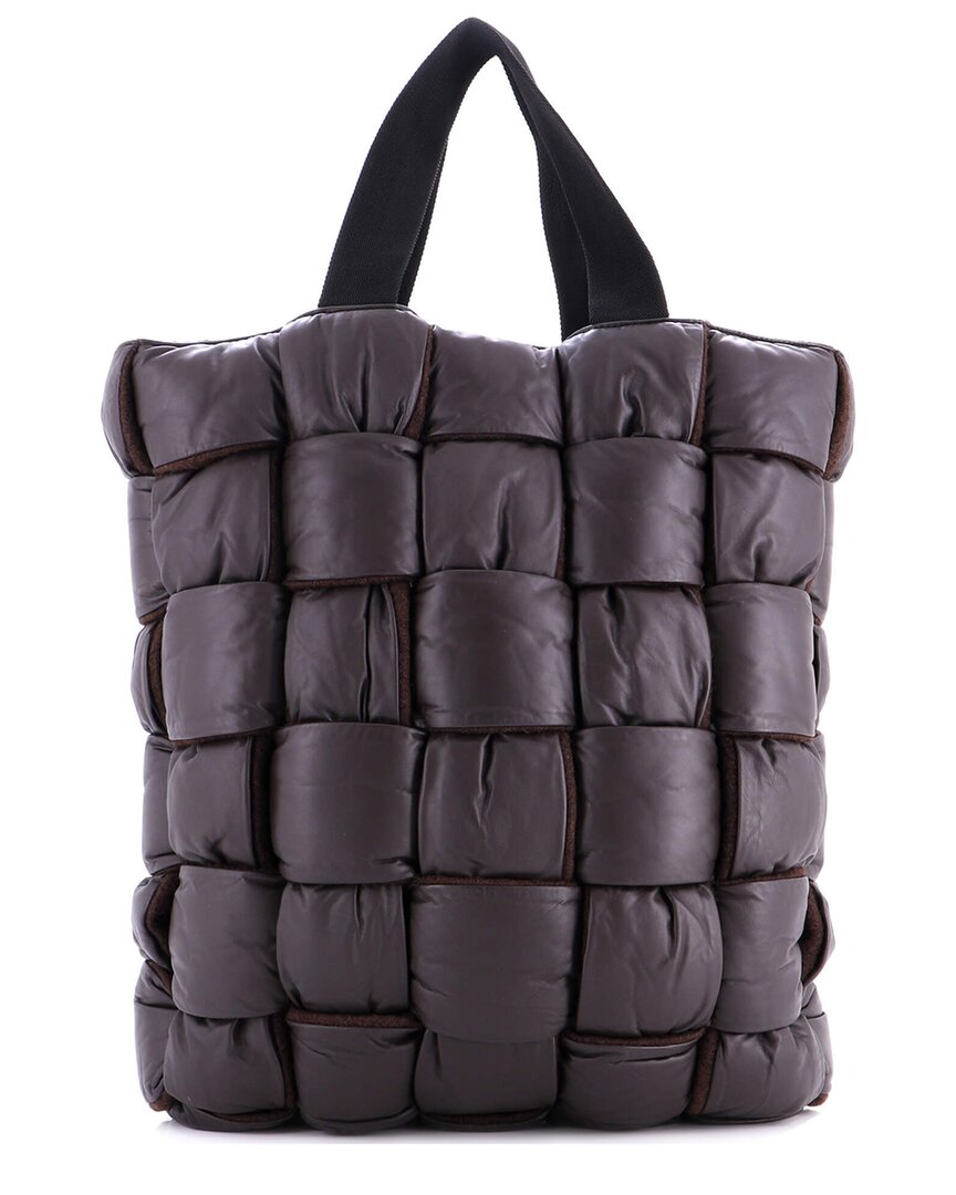 Bottega Veneta Brown Maxi Intrecciato Leather & Wool Padded Tote Large  (authentic Pre-loved)