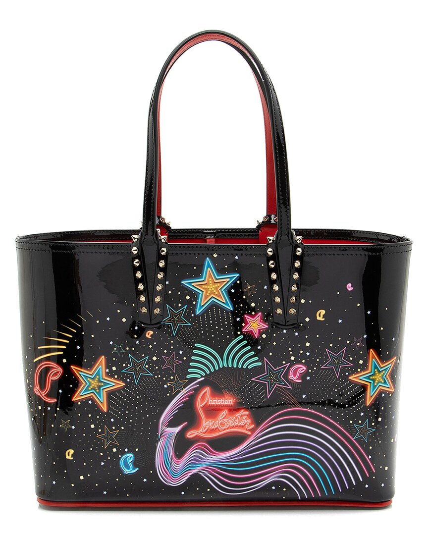 Christian Louboutin Black & Multi Patent Leather & Rubber Starlight Cabata  Small Tote (authentic Pr