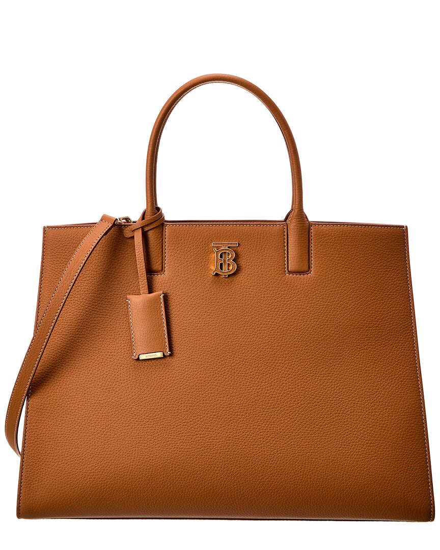 Shop Burberry Frances Medium Leather Tote In Brown