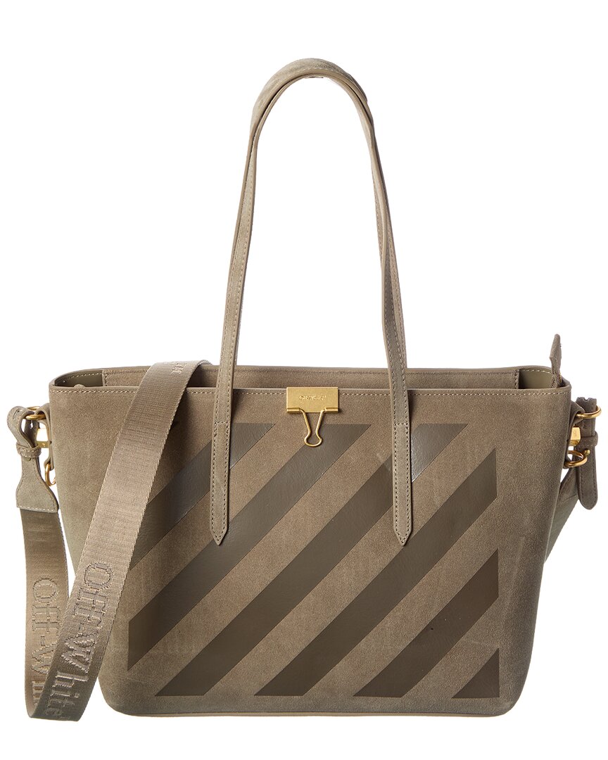 Off-white ™ Diagonal Suede Tote In Grey