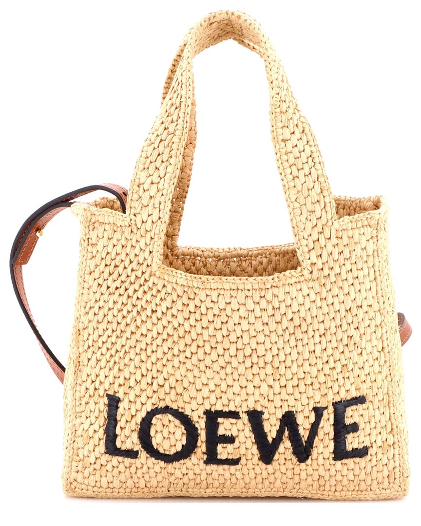 Loewe Paula's Ibiza Logo Convertible Tote Raffia Mini (Authentic Pre-Loved)