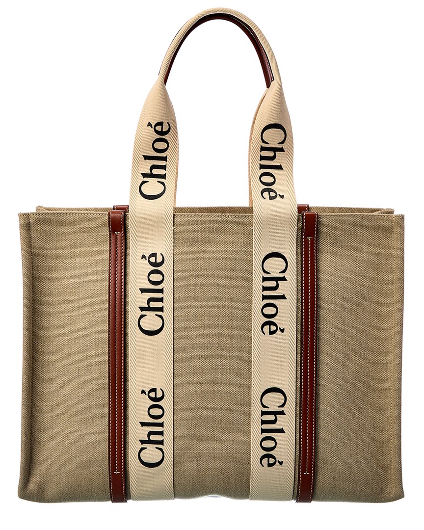 Chloé Large Woody Tote Bag In Brown