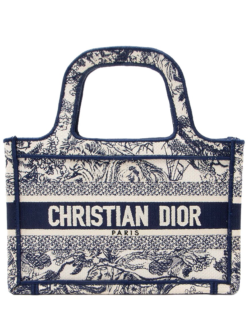 Dior Blue Canvas Toile De Jouy Mini Book Tote (authentic Pre-loved)
