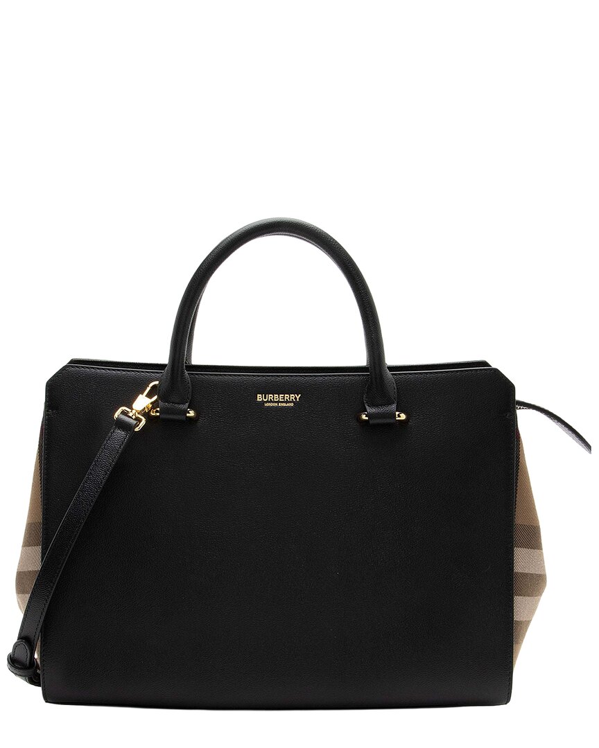 Burberry Beige Leather Nova Check Banwell Tote (authentic Pre-loved)