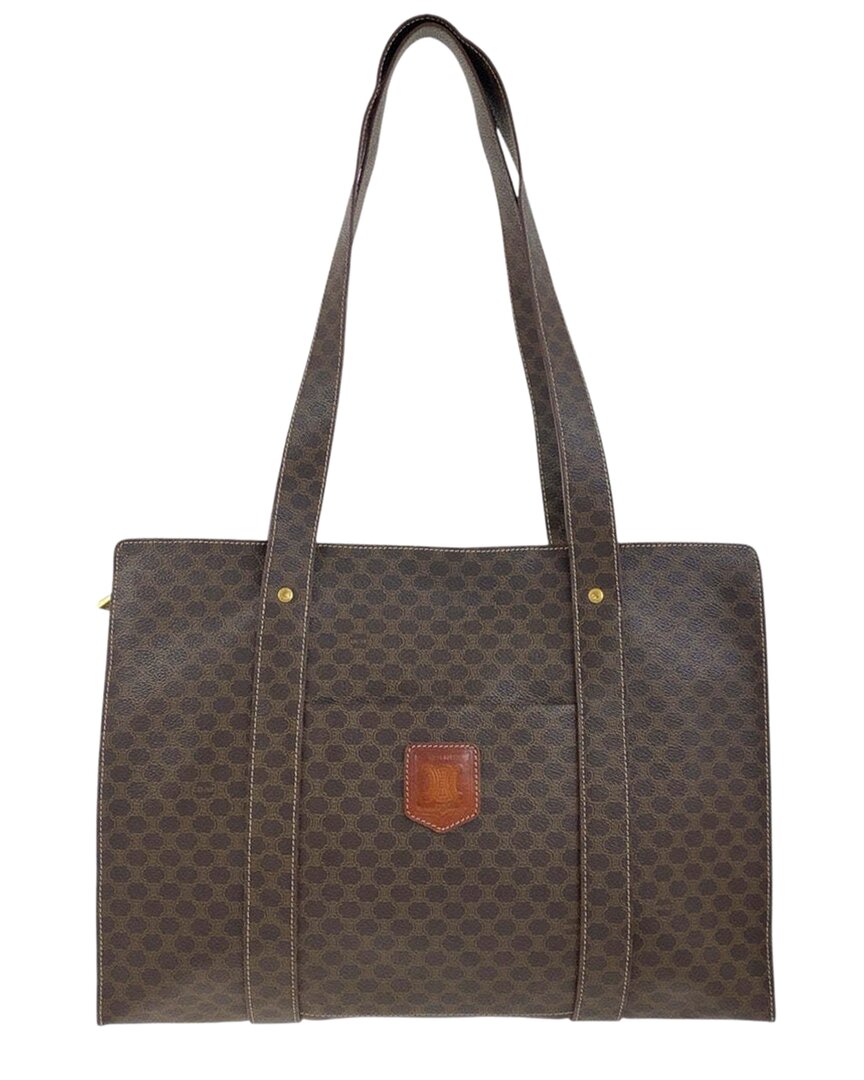 Celine Brown Coated/waterproof Canvas Macadam Tote (authentic Pre-loved)
