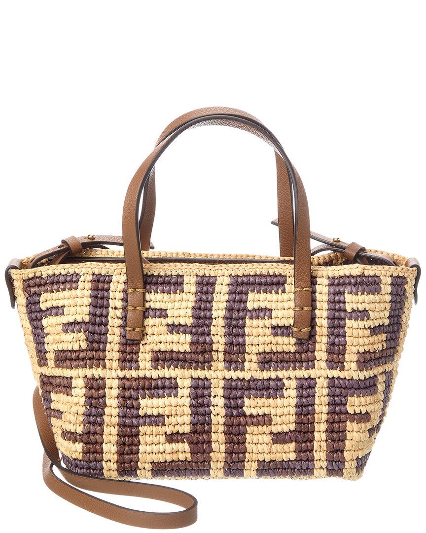 Fendi Roll Mini Ff Raffia & Leather Tote Women's | eBay