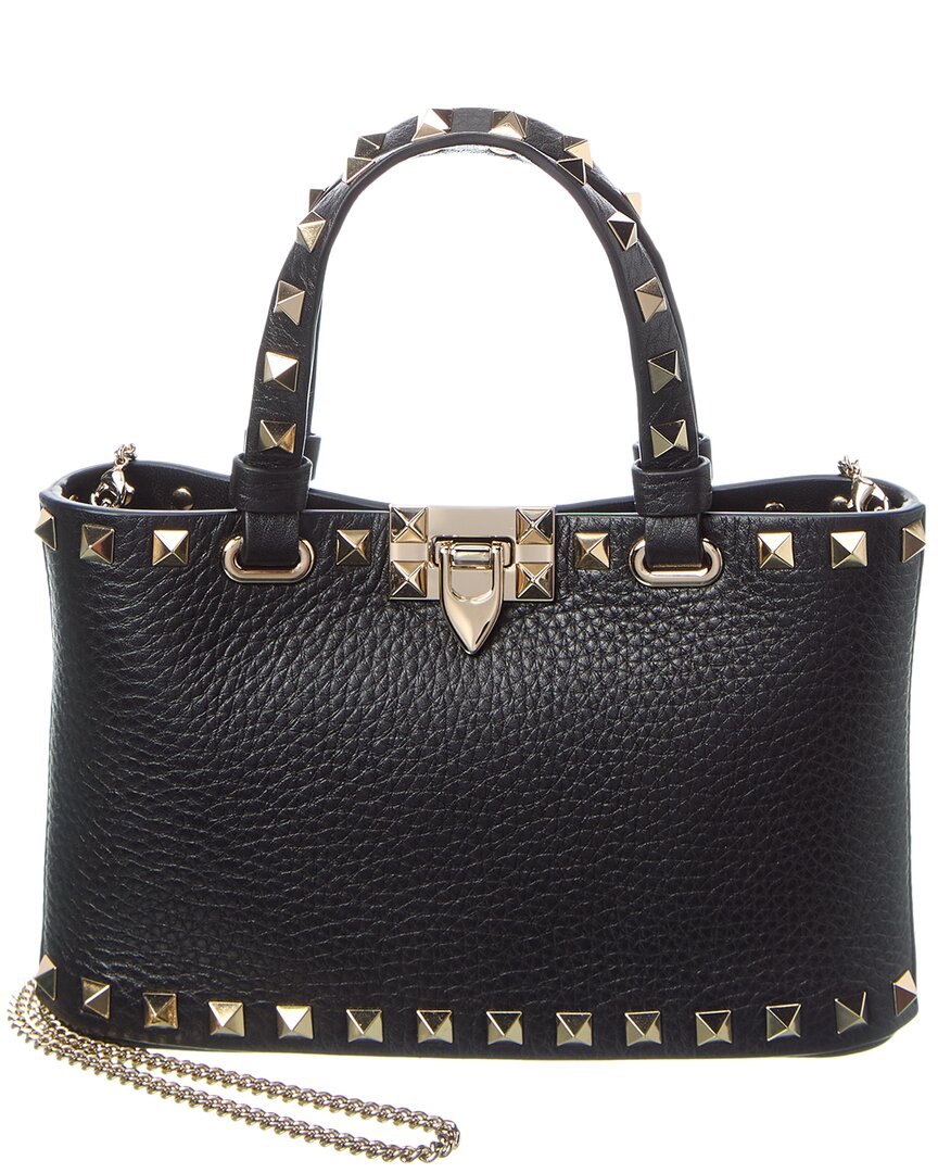 Valentino Garavani Valentino Rockstud Mini Leather Tote In Black