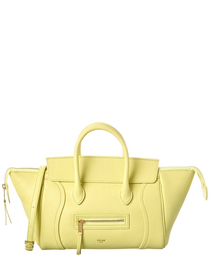 Celine Leather Shoulder Bag In Yellow