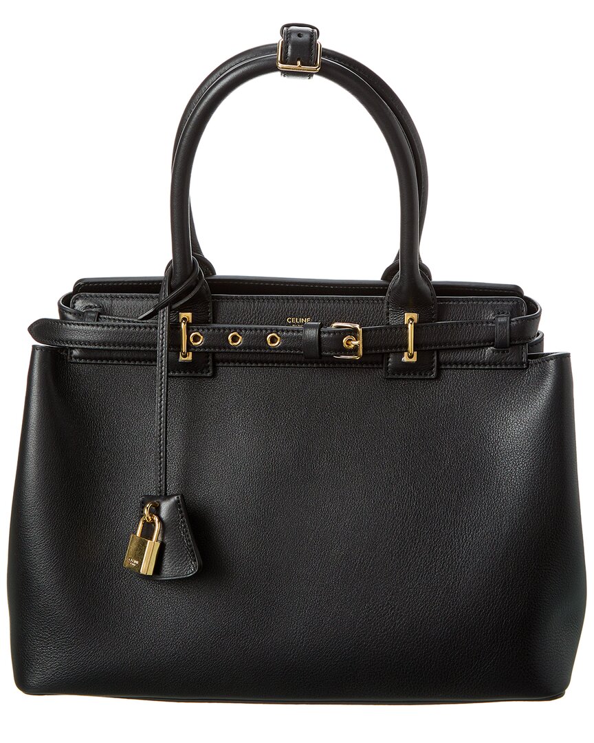 Celine Leather Top Handle Bag In Black