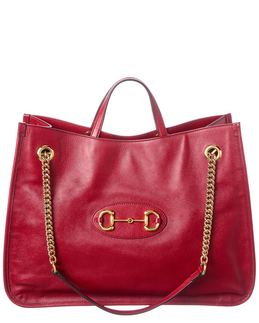 Gucci Red Calf Leather Horsebit 1955 Chain Tote (authentic Pre-loved)