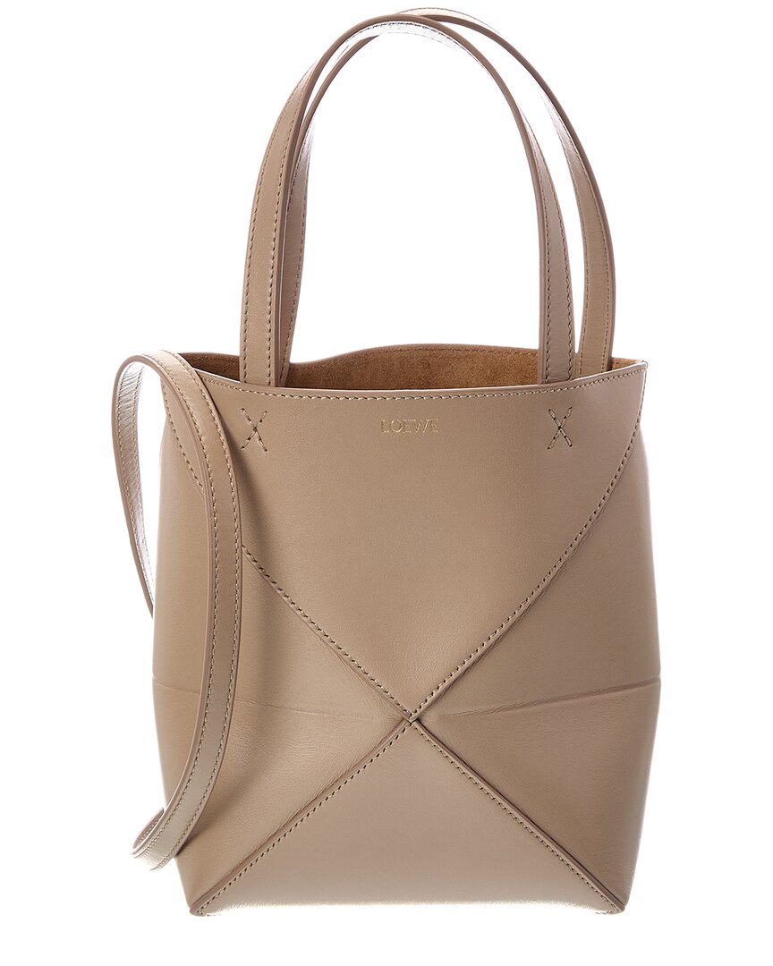 Loewe Puzzle Mini Leather Tote In Beige