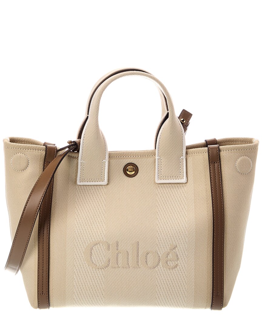 Chloé Carry Small Canvas Tote In White