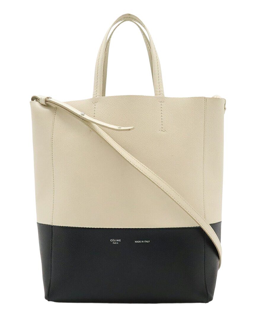 Celine Vertical Cabas Small Tote Bag (authentic Pre-loved) In White/white