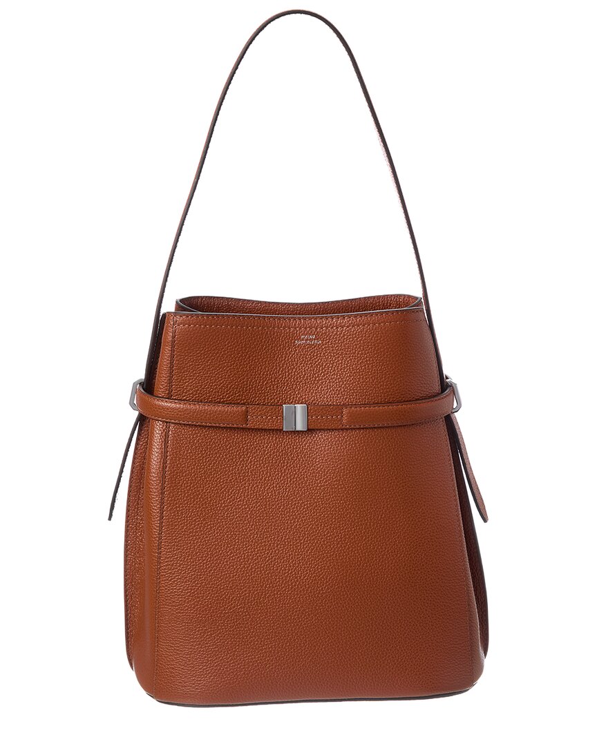 Totême Toteme Logo Leather Tote In Brown