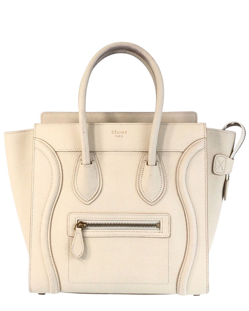 Celine Luggage Micro Tote Ivory (authentic Pre-loved) In Neutral