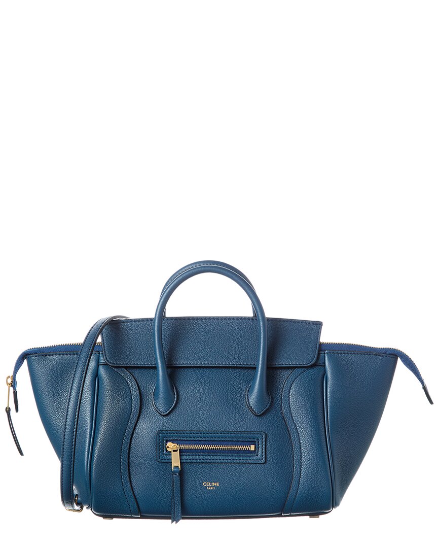 Celine Leather Tote In Blue