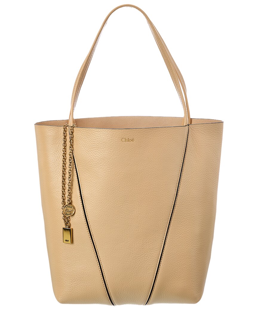 Chloé Beige/Gold Spin Leather Tote