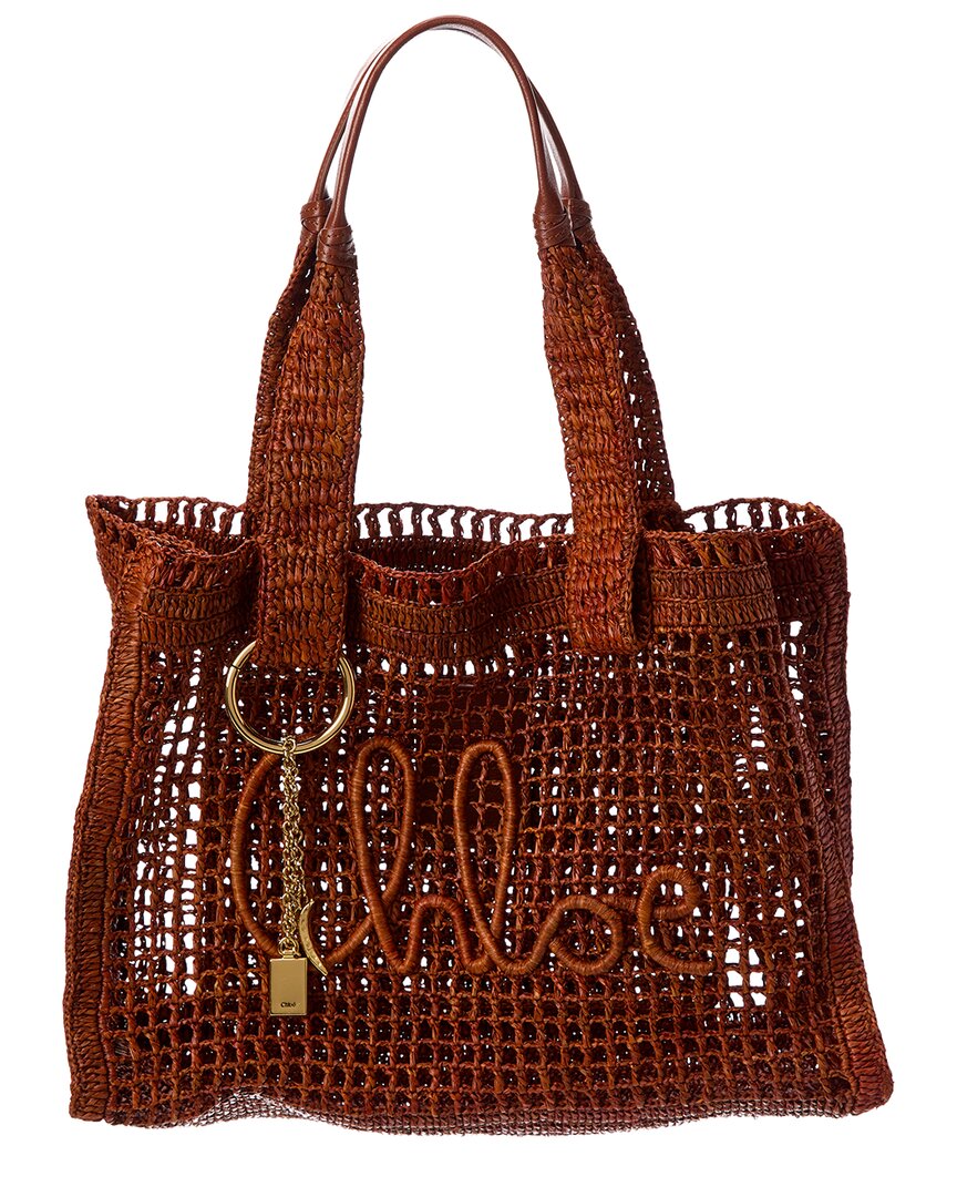Chloé Women's Brown East-West Summer Banana Tote Bag In Raffia - Image 3