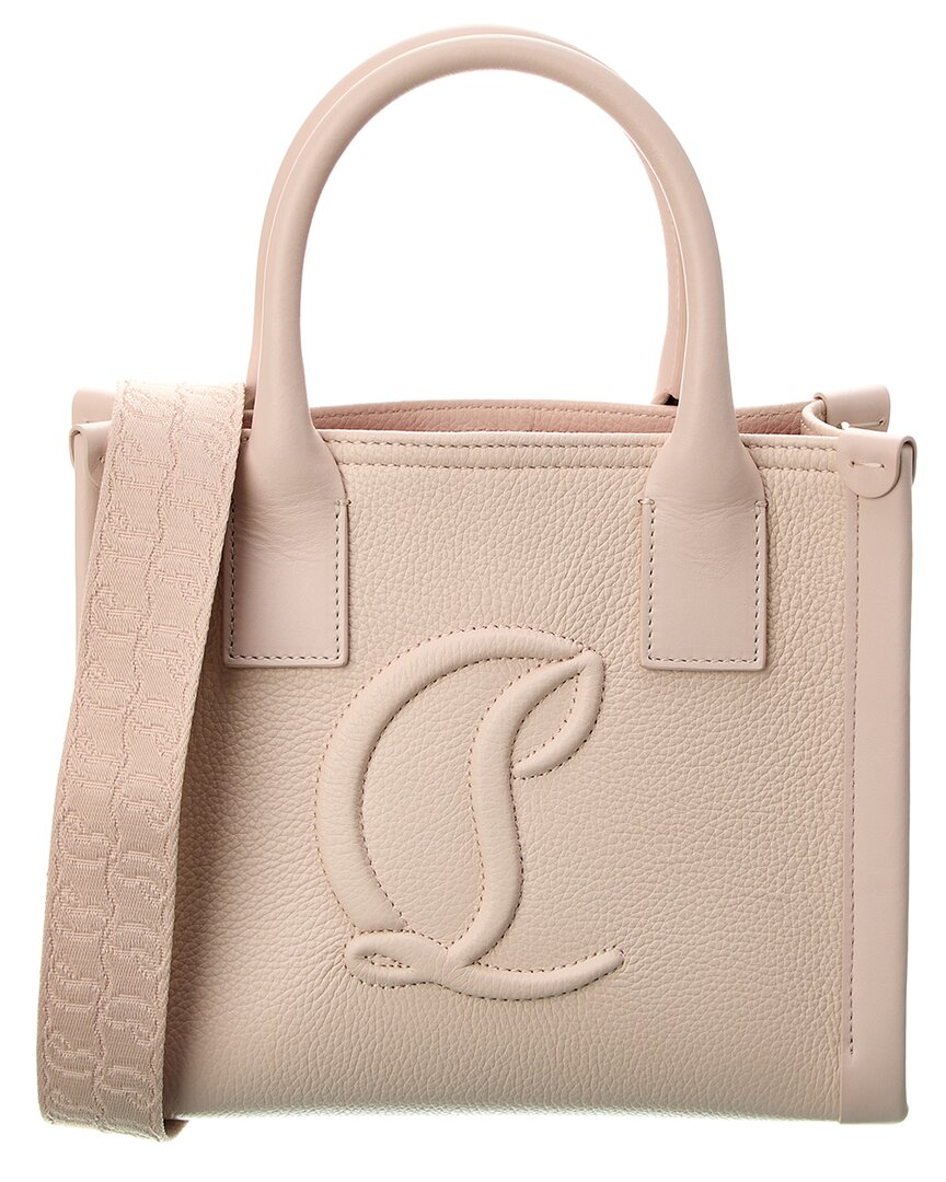Shop Christian Louboutin By My Side Mini Leather Tote In Beige