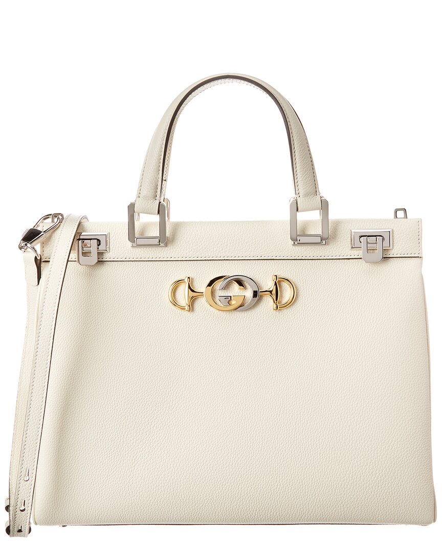 Gucci Zumi Medium Leather Top Handle Tote In Red