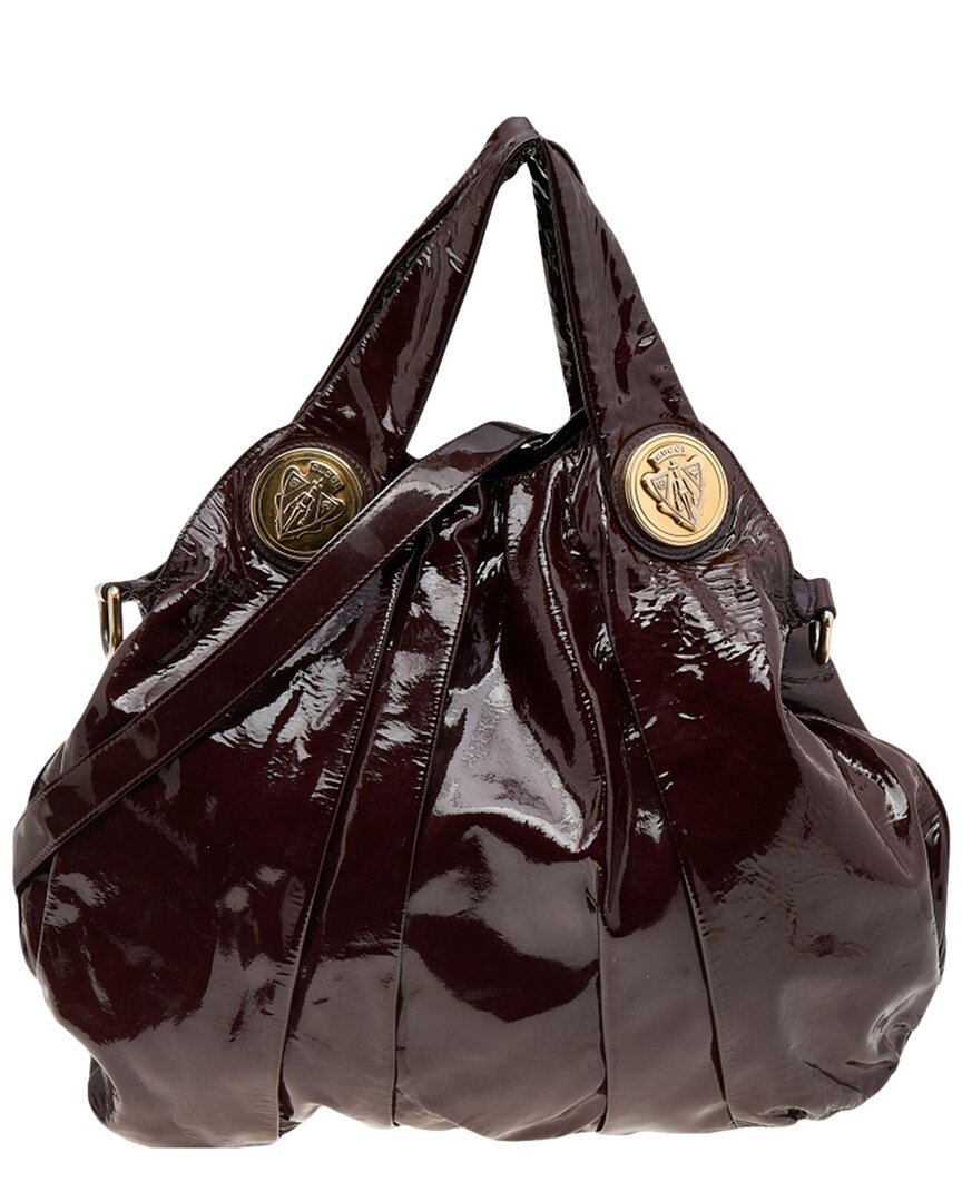Gucci Burgundy Patent Leather Large Hysteria Tote (authentic )