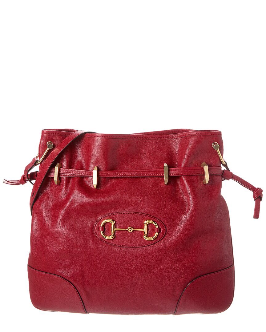 Shop Gucci Horsebit 1955 Leather Shoulder Bag In Red
