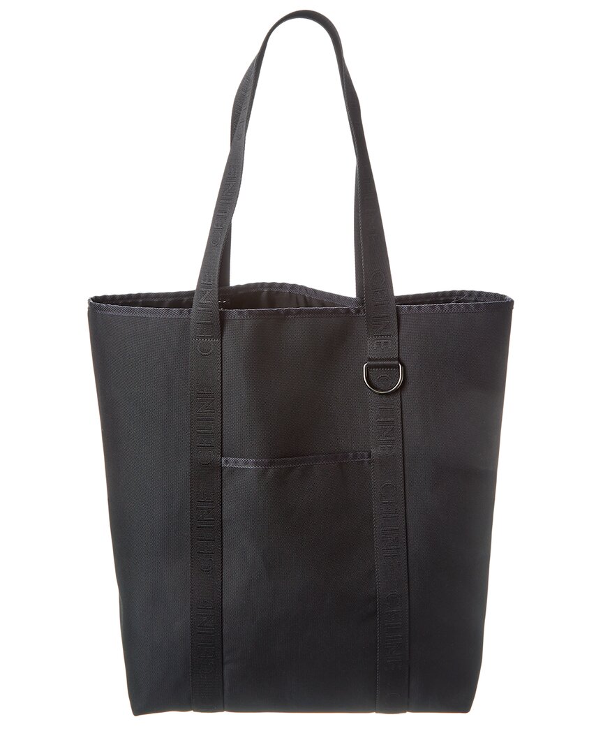 Celine Vertical Cabas Canvas Tote In Black