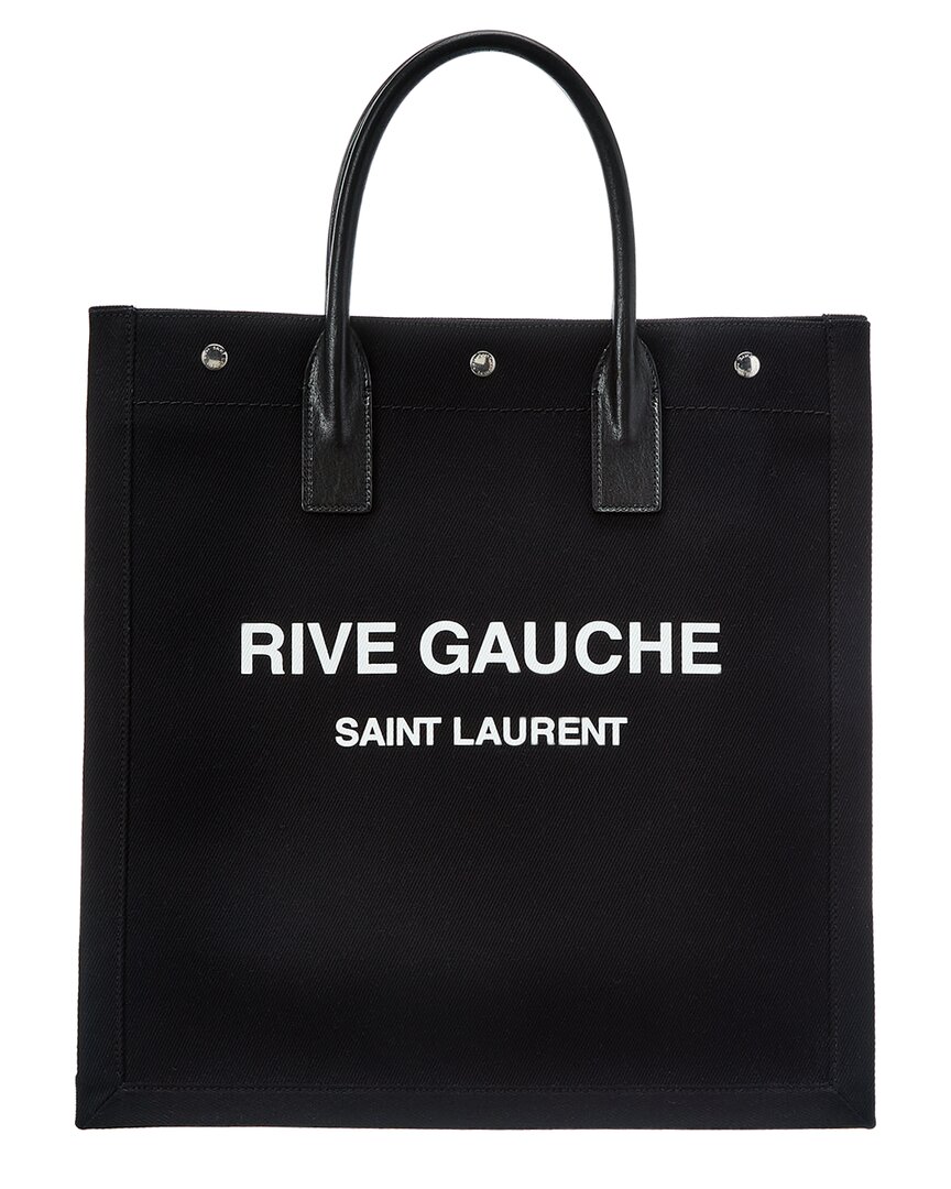 Saint Laurent Rive Gauche N/s Canvas & Leather Tote