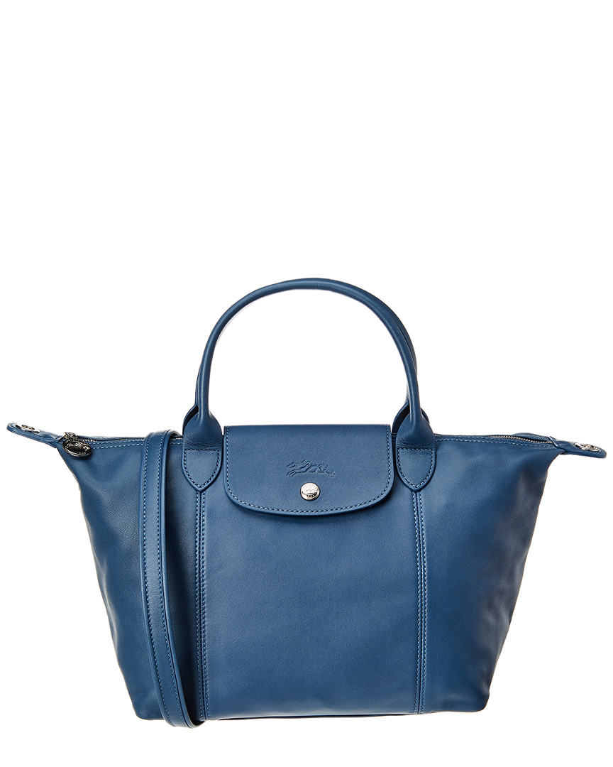 Longchamp Le Pliage Cuir Small Leather Top Handle Tote, Blue | eBay