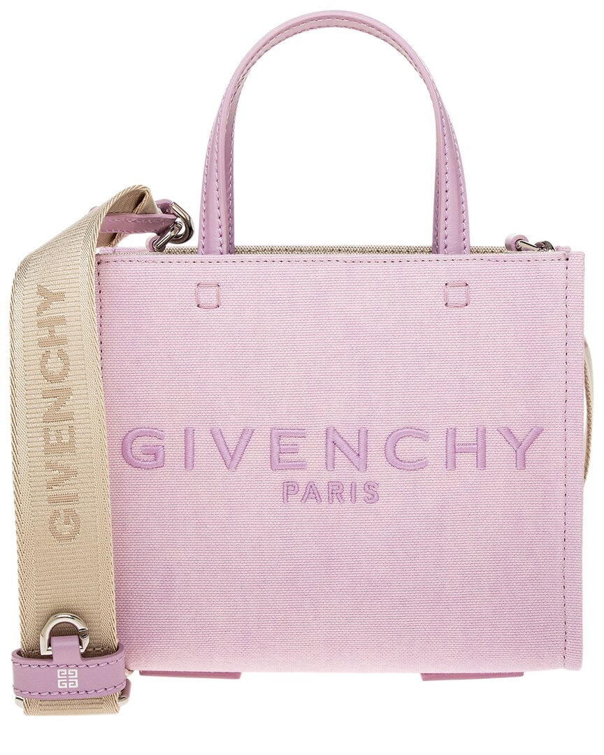 Shop Givenchy G-tote Mini Leather-trim Tote In Pink