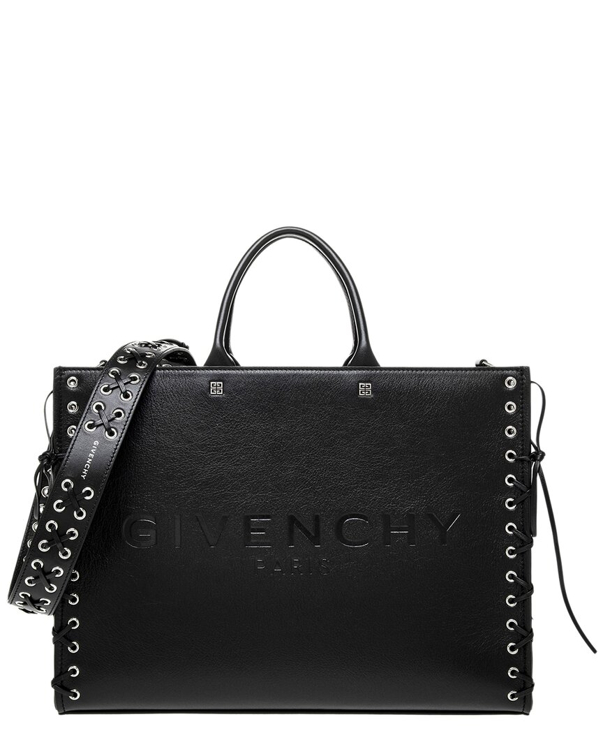 Shop Givenchy G-tote Medium Leather Tote In Black
