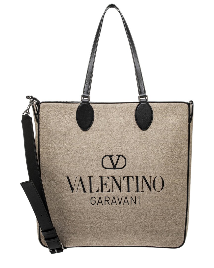 Shop Valentino Toile Iconographe Leather-trim Tote In Beige
