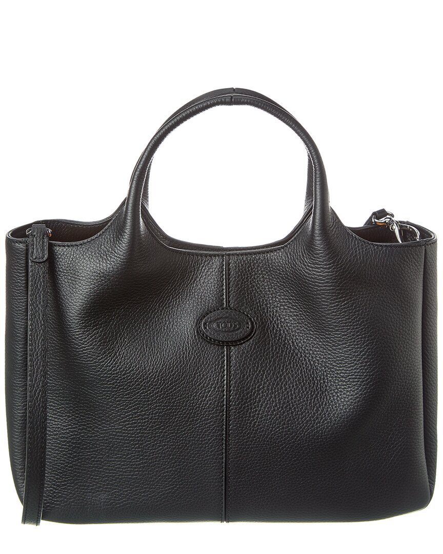 Tod's Logo Patch Top Zip Tote In Black