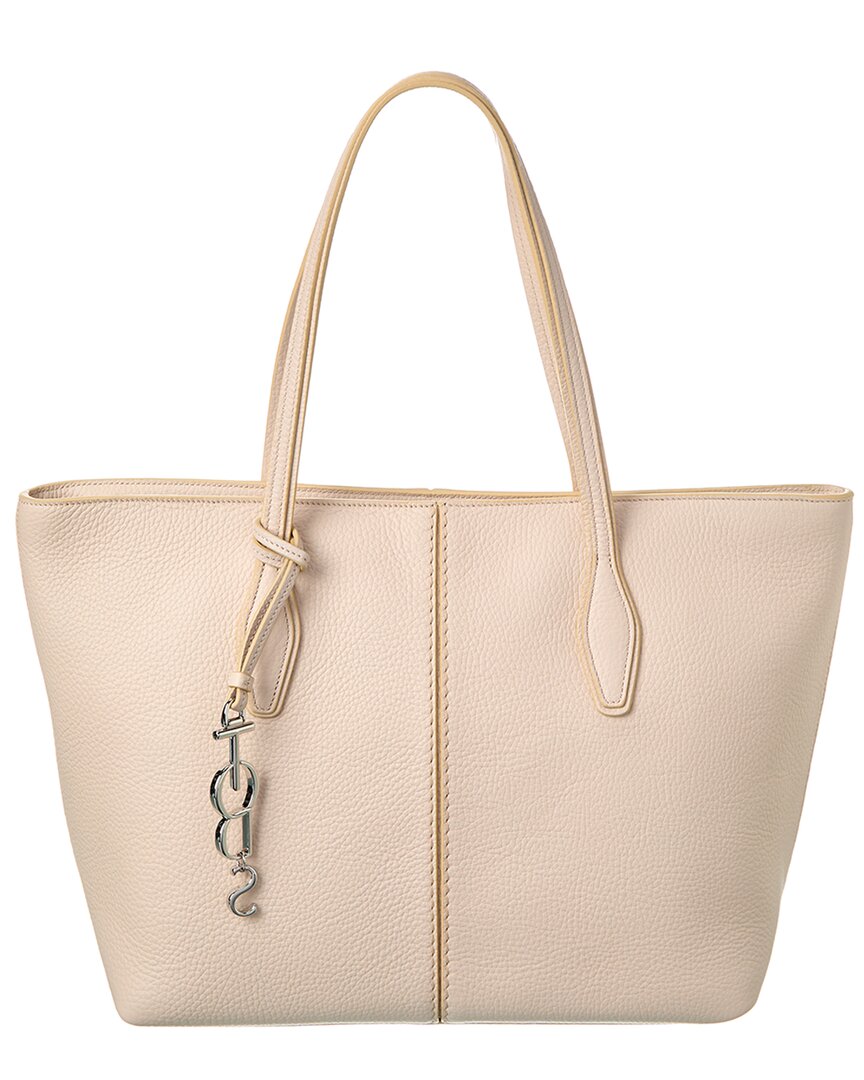 Tod's Logo Leather Tote In White
