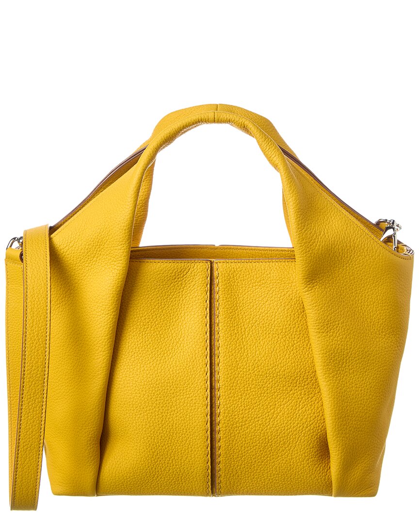 Tod's Logo Leather Tote In Yellow