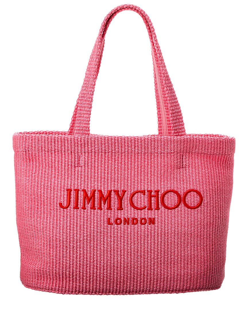 Shop Jimmy Choo Beach East-west Raffia Tote In Pink