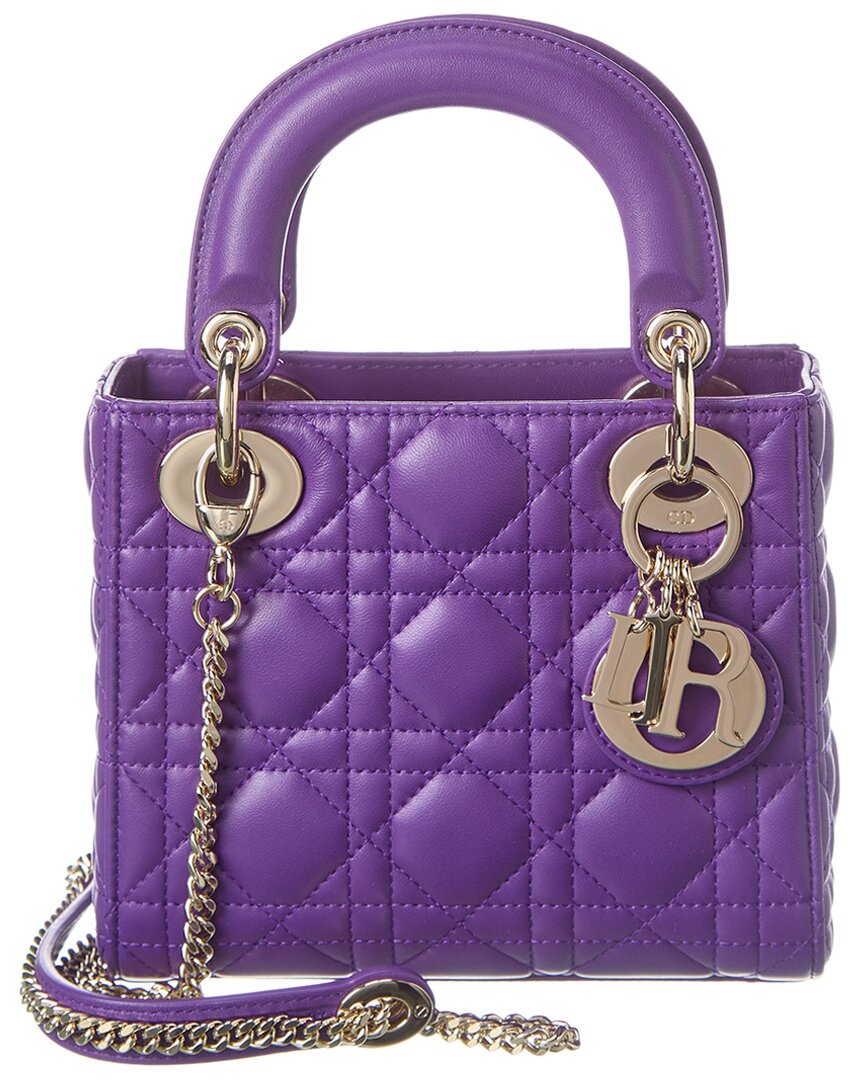 Dior Lady  Medium Leather Tote In Purple