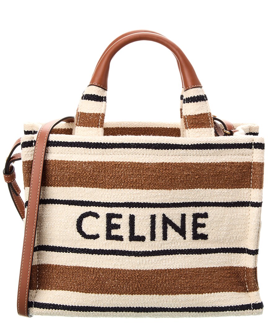 Celine Cabas Thais Small Jacquard Tote In Brown