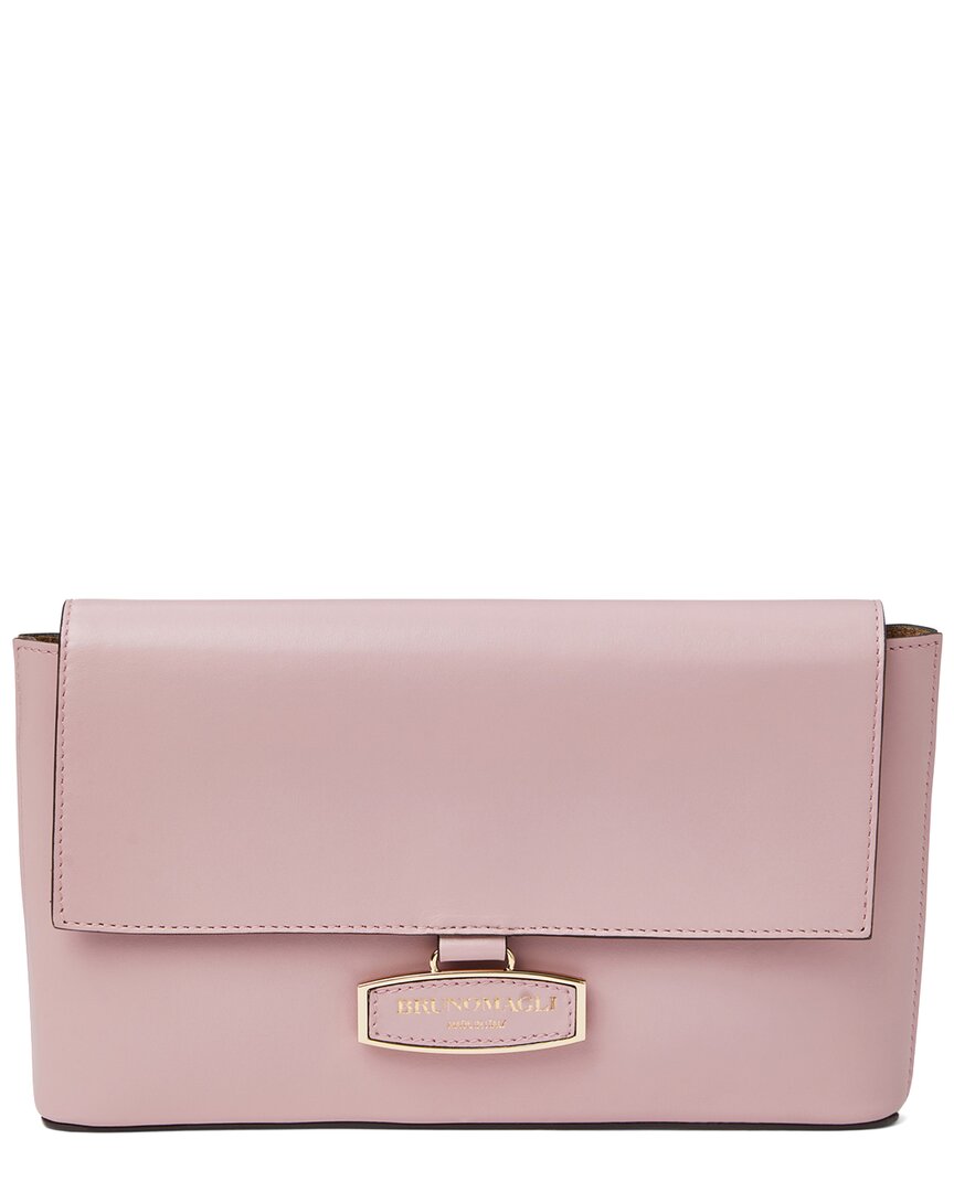 Bruno Magli Stella Leather Clutch Crossbody In Pink