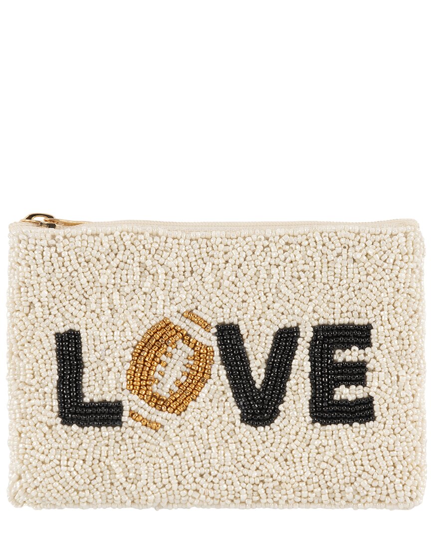 Shiraleah Love Beaded Zip Pouch In White
