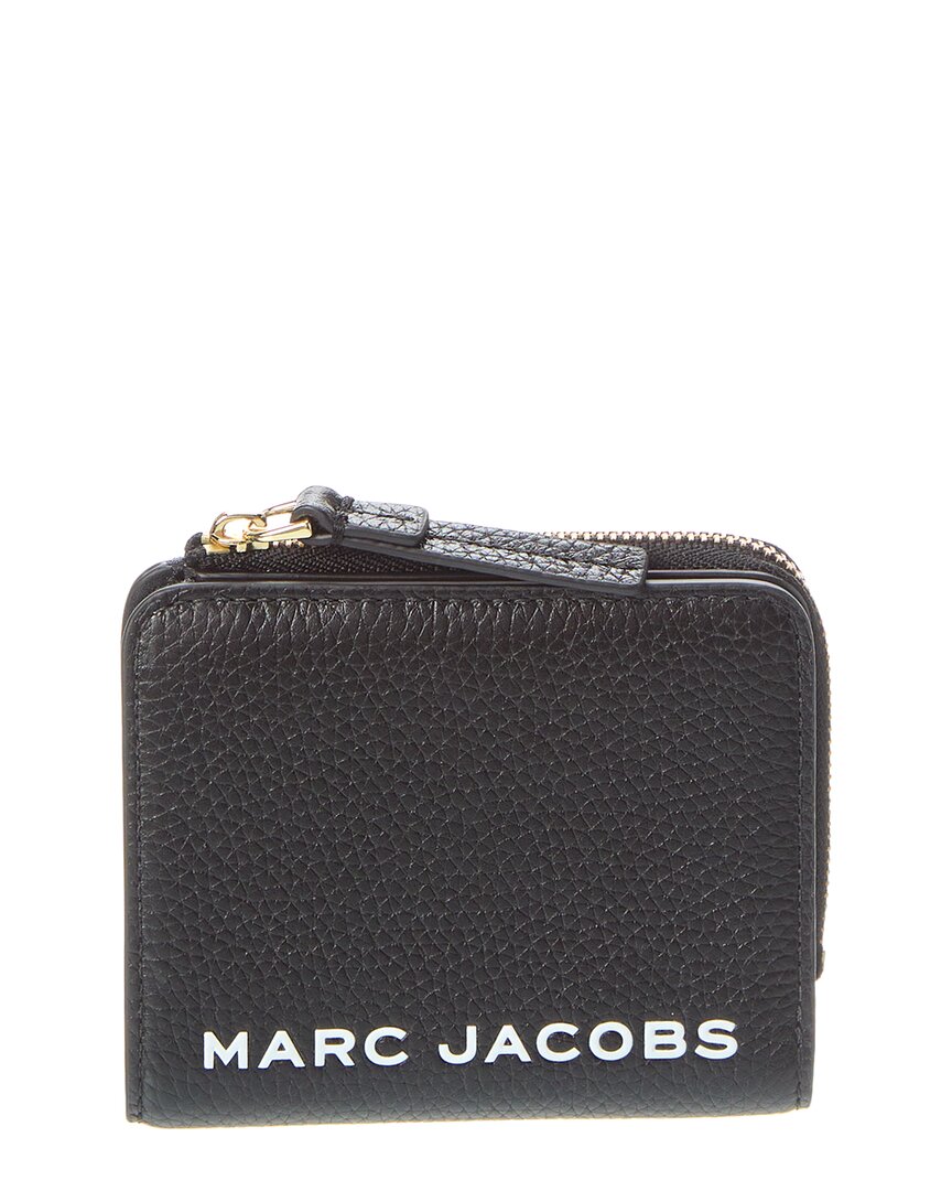 Marc Jacobs Mini Leather Compact Zip Wallet In Black