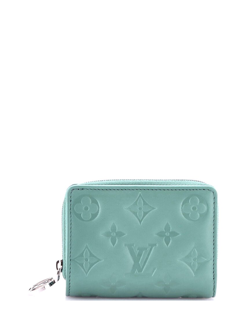 LOUIS VUITTON Pre-owned Blue Monogram Embossed Lambskin Coussin Lou Wallet (authentic Pre-loved)