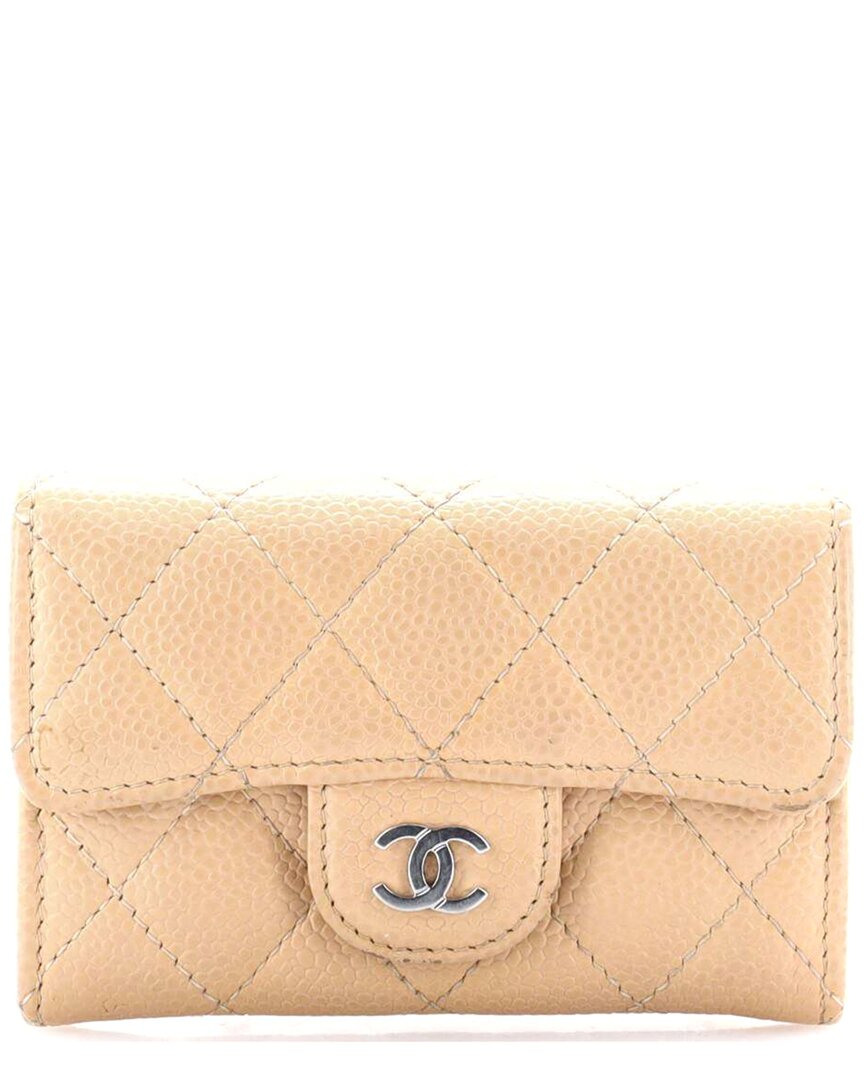 CHANEL Pre-owned Beige Caviar Leather Classic Flap Card Holder (authentic Pre-loved)