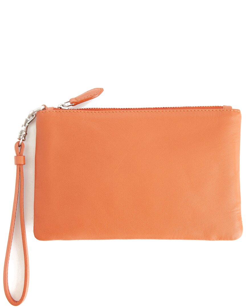 Royce New York Leather Wristlet In Orange