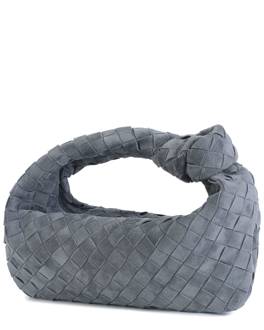 Shop Tiffany & Fred Paris Hand-woven Suede Pouch In Grey
