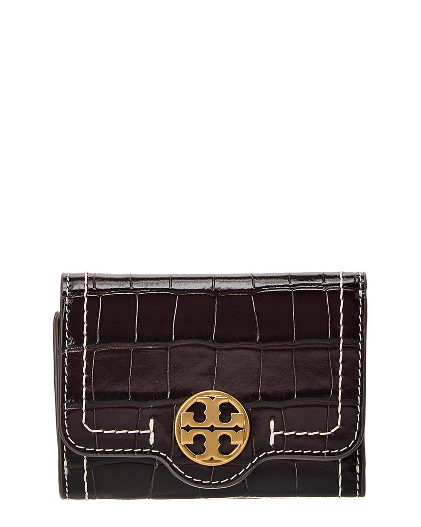 TORY BURCH TORY BURCH FELIX CROC-EMBOSSED MEDIUM LEATHER WALLET