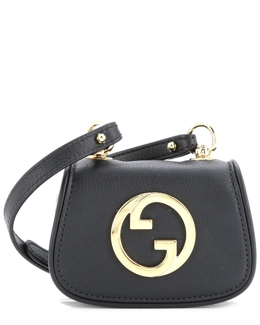 Gucci Black Sheep Leather Blondie Nm Card Case Wallet With Strap (authentic Pre-loved)