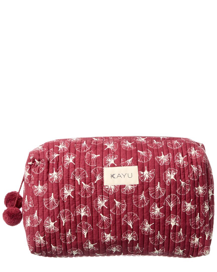 Kayu Clover Cotton Zip Pouch Case In Red