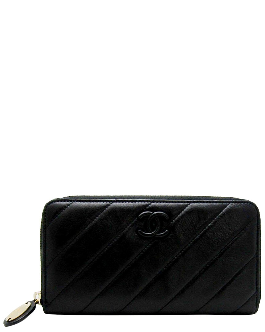 Pre-owned Chanel Black Leather Wallet (authentic )