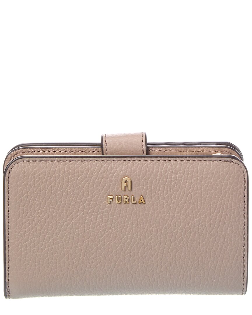 Furla Camelia Medium Leather Compact Wallet In Neutral